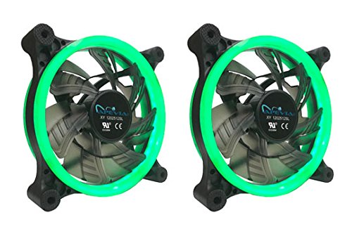  [AUSTRALIA] - APEVIA 212L-CGN 120mm Silent Dual Rings Green LED Fan with 32 x LEDs & 8 x Anti-Vibration Rubber Pads (2 Pk)