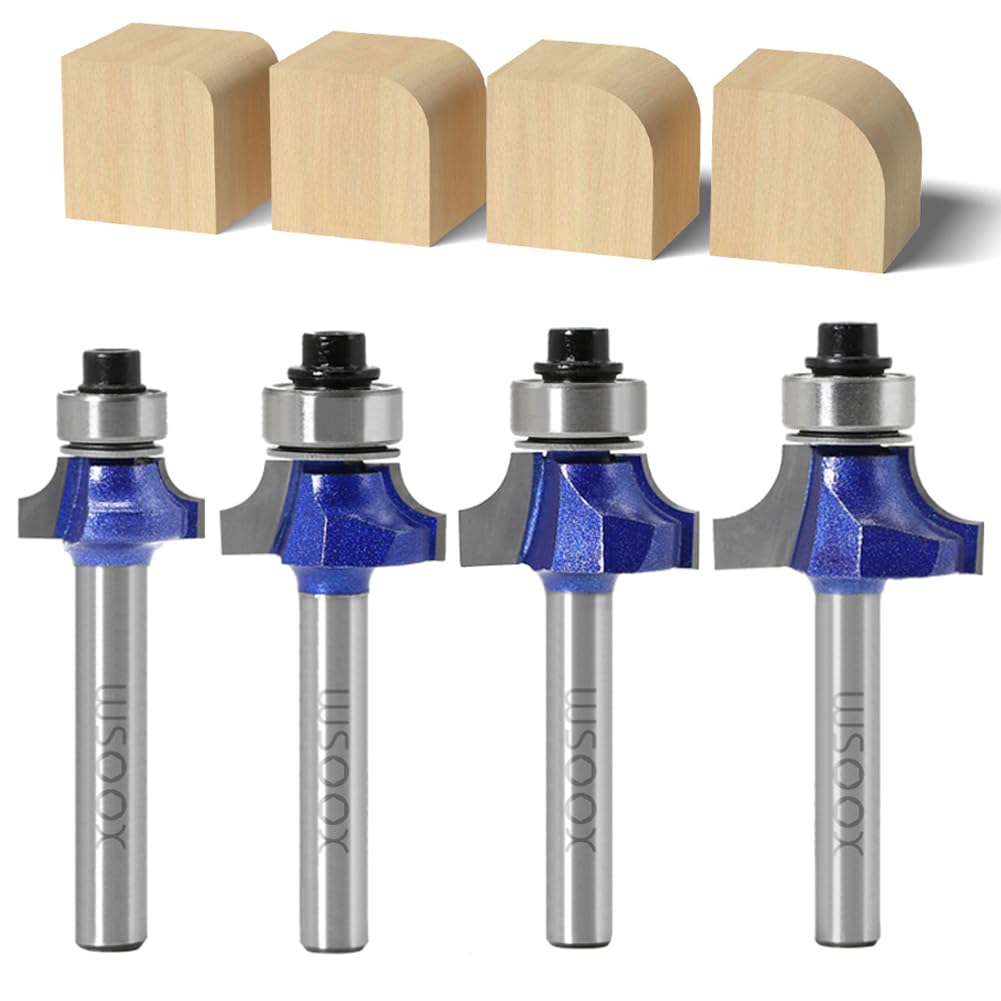  [AUSTRALIA] - WSOOX 4 piece rounding cutter standard cutter set for wood with 6mm shank, cutter for router set