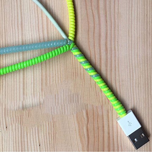  [AUSTRALIA] - VizGiz 7 Pack Spiral Cable Protector Sleeve Saver Universal USB Charging Cable Cover Cord Rope Wrap Strain Relief Anti-Fracture Management Winder for Headphone Earbuds Charger Wire Protection