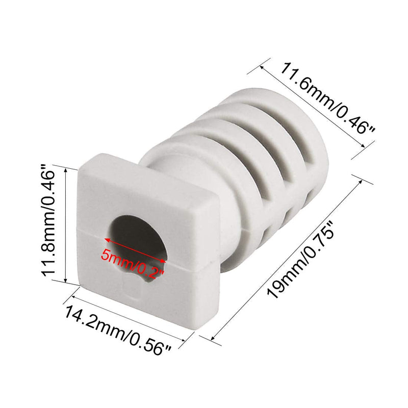  [AUSTRALIA] - uxcell 10Pcs 5mm Inner Dia PVC Square Strain Relief Cord Boot Protector Sleeve Power Tool Hose White