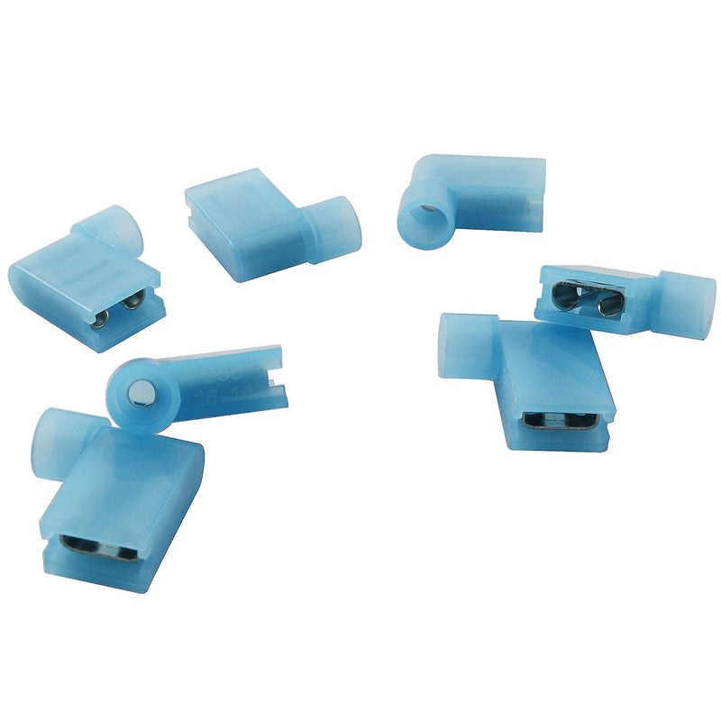  [AUSTRALIA] - Longdex Right Angle Spade Connector 100PCS 16-14AWG Flag L Shape Insulated Spade Crimp Terminal Connector Blue