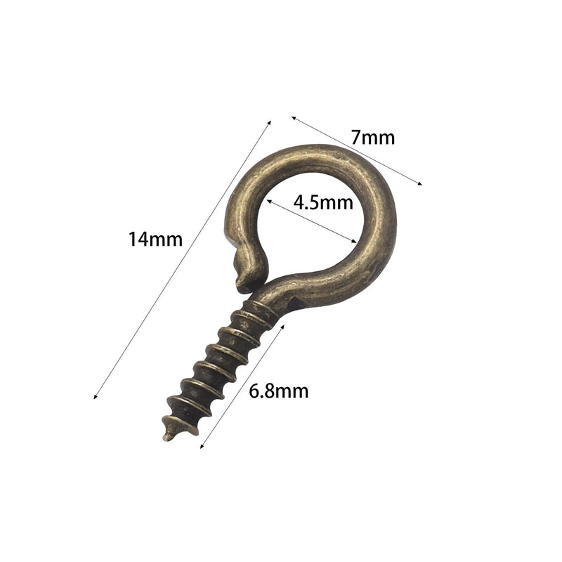  [AUSTRALIA] - Linsoir Beads 200pcs Sturdy Metal Tiny Screw Eyes Pin Bail Peg 7X14mm Antique Bronze Tone Antique Bronze 7X14mm