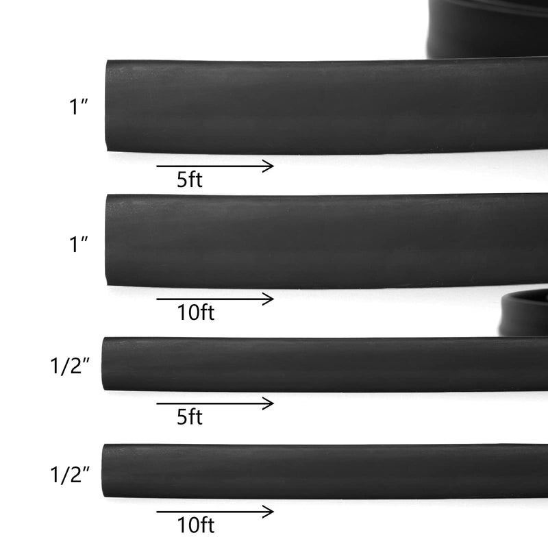  [AUSTRALIA] - Ginsco 5 Ft 3:1 Ratio 1/2" 12.7mm Heat Shrink Tubing Adhesive Lined Marine Grade Shrink Wrap Tube Black 1/2"-5Ft