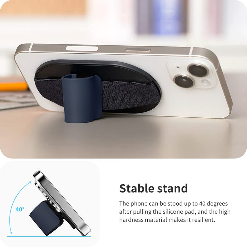  [AUSTRALIA] - 9mm Slim Magnetic Finger Phone Grip for MagSafe Stand, Sinjimoru 2 in 1 Phone Grip Holder Silicone Kickstand for Wireless Charging Compatible with iPhone 12 13 14 Plus Pro Max. M-SGrip Black