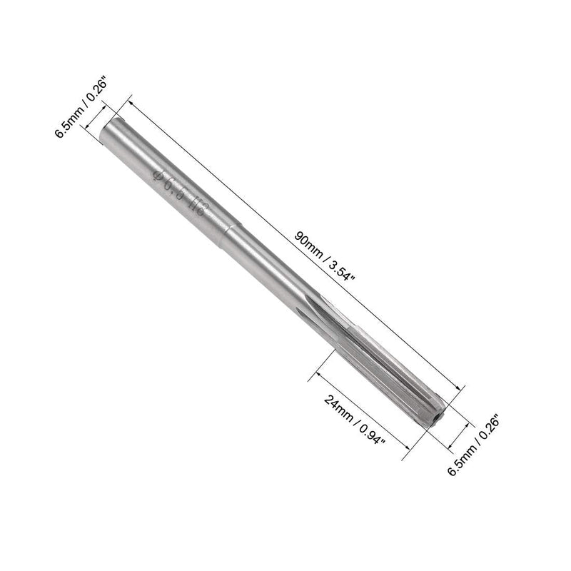  [AUSTRALIA] - uxcell 6.5mm Chucking Reamer, HSS Cobalt M35 Lathe Machine Reamer D4 6 Straight Flutes, Round Shank Milling Cutting Tool, for Stainless Steel Alloy Copper Metal