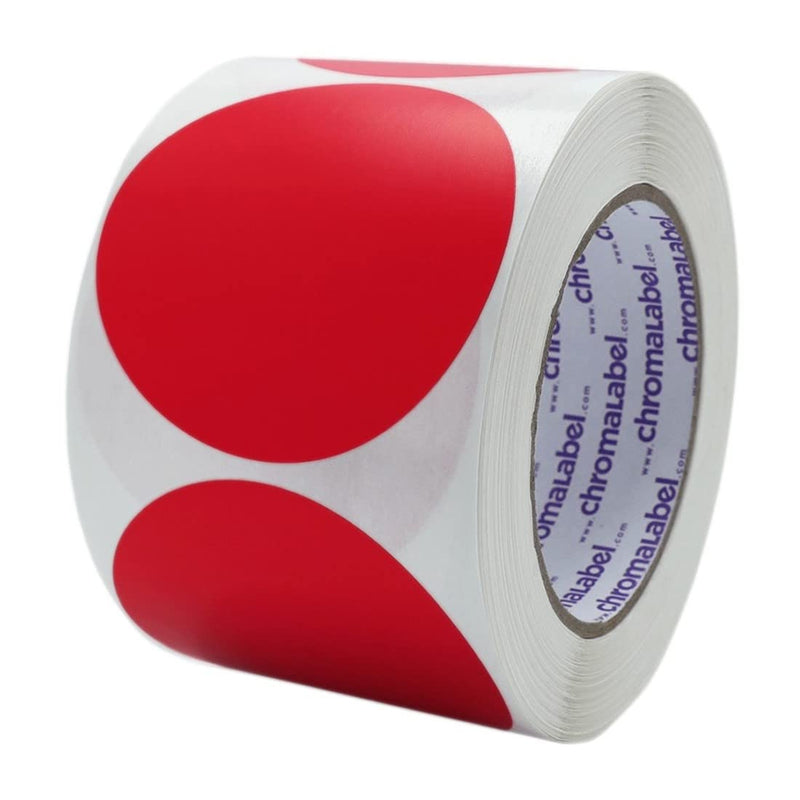  [AUSTRALIA] - ChromaLabel 3 Inch Round Label Permanent Color Code Dot Stickers, 500 Labels per Roll, Red