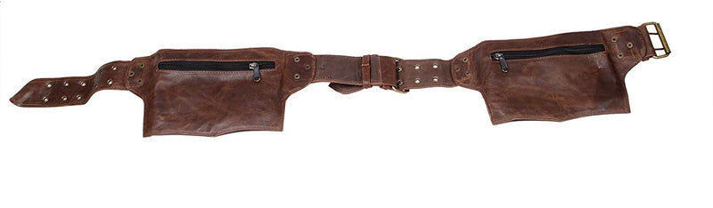 The Vintage Stuff Leather Fanny Pack Waist Bag with Adjustable Strap, Multi Pocket Travel Hip Bum Bag for Outdoors, Hiking, Running, Trekking, Cycling for Men & Women - LeoForward Australia