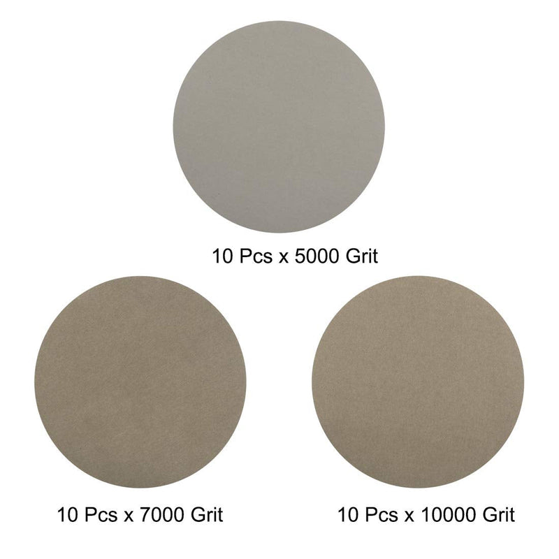  [AUSTRALIA] - uxcell 2" Hook and Loop Sanding Disc 5000/7000/10000 Grit Assorted Silicon Carbide Sandpaper for Random Orbit Sander Wet/Dry Polishing 30Pcs