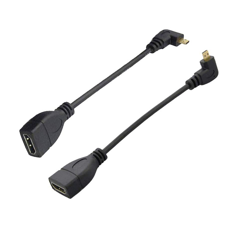  [AUSTRALIA] - Seadream Angled Micro HDMI to HDMI Adapter, 2Pack 6" 15CM 90 Degree Micro HDMI Right-Toward Left-Toward Male to HDMI Female Cable Adapter Connector (2pcs Each of Right and Left) 2pcs Each of Left and Right