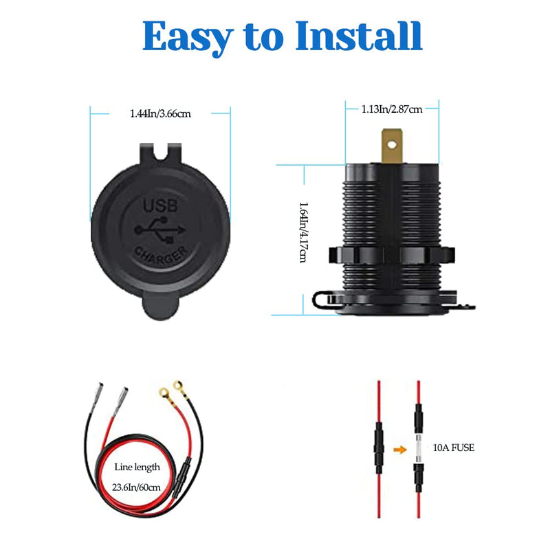  [AUSTRALIA] - Quick Charge 3.0 Dual USB Car Charger Socket with Touch Switch 12V/24V 36W QC3.0 Dual USB Fast Charger Socket Power Outlet for Marine, Boat, Motorcycle, Truck, Golf Cart QC3.0 With Switch