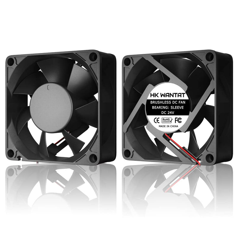  [AUSTRALIA] - 2Pcs HKWANTAT Sleeve Bearings Brushless DC Cooling 70mm Fan 24v 7025 70x70x25mm 2-Pin 24V-Sleeve