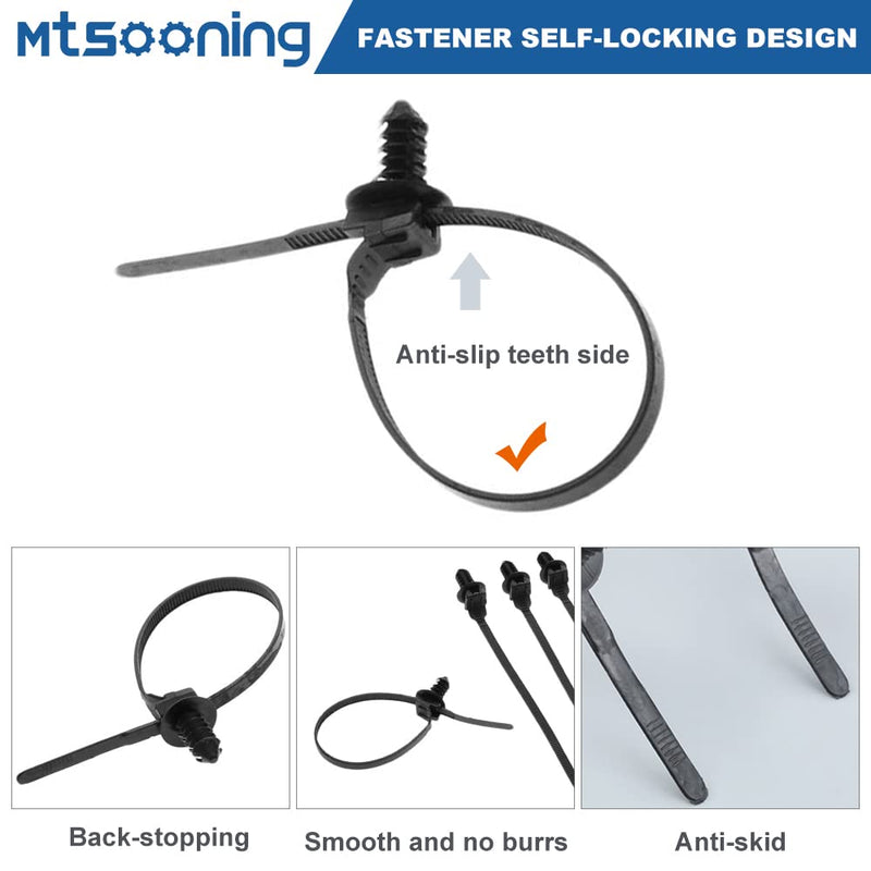  [AUSTRALIA] - Mtsooning Car Mount Wire Tie, 30PCS Black Nylon Push Mount Wrap Straps, 7.28inch Zip Fastener Cable Clips for Sorting Out Cable and Wire Clearly, Household Construction Electronic Auto Industry