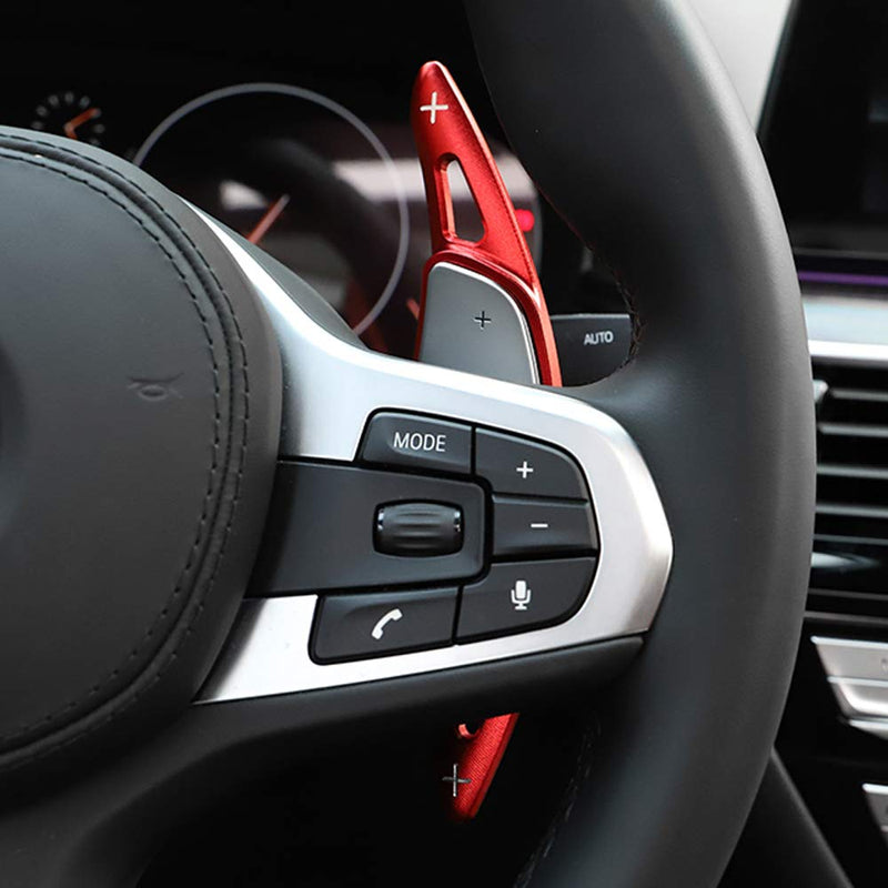 Aluminum Alloy Shift Paddle Blade Car Steering Wheel Paddle Shifter Extension Cover For BMW X3 G01 X4 G02 X5 G05 3 Series G20 5 Series G30 G31 G38 6 Series G32 GT 7 Series G11 G12 (Red) Red - LeoForward Australia