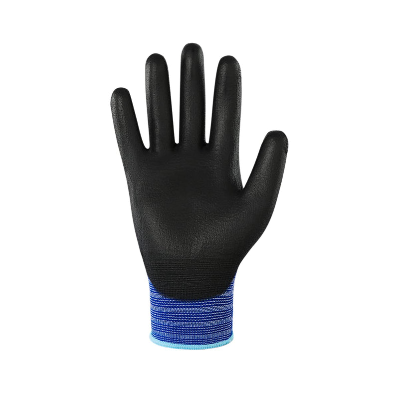  [AUSTRALIA] - Work Gloves PU Coated-12 Pairs,KAYGO KG15P,Nylon Lite Polyurethane Safety Work Gloves, Gray Polyurethane Coated, Knit Wrist Cuff,Ideal for Light Duty Work (Medium, Blue) Medium (Pack of 12)