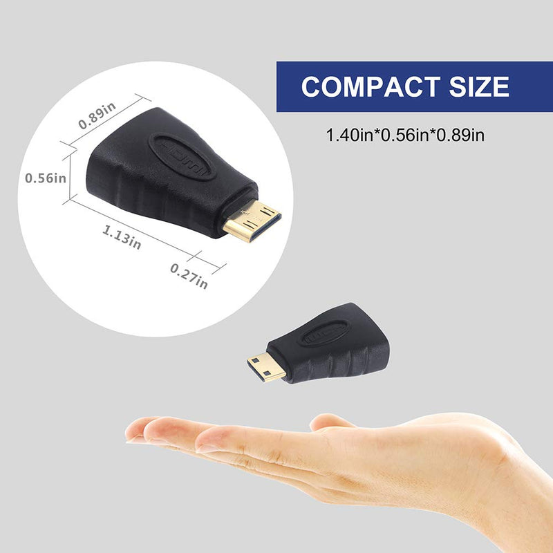  [AUSTRALIA] - HDMI Mini Adapter,VCE Gold Plated Mini HDMI Male to Standard HDMI Female Adapter 4K Compatible for Raspberry Pi Zero W, Camera, Camcorder, DSLR, Tablet, Video Card