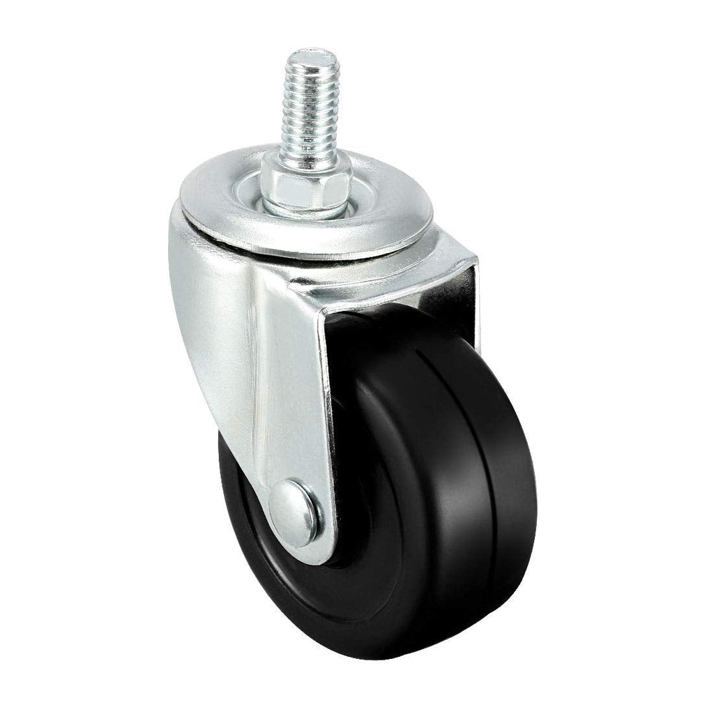  [AUSTRALIA] - uxcell Swivel Casters 2 Inch Solid Rubber M8 x 15mm Screw Threaded Caster Wheels Black 4 Pcs