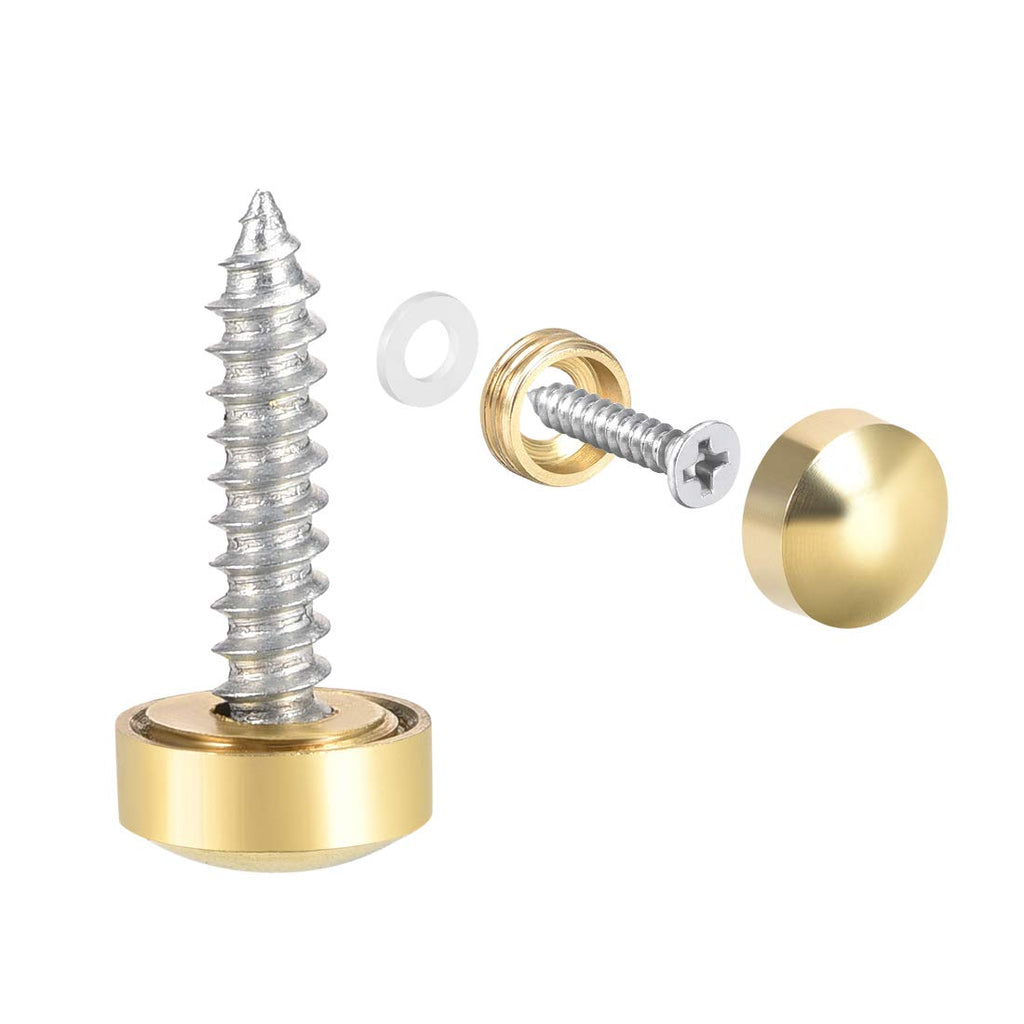  [AUSTRALIA] - uxcell Mirror Screws Decorative Caps Cover Nails Polished Gold 10mm 8pcs