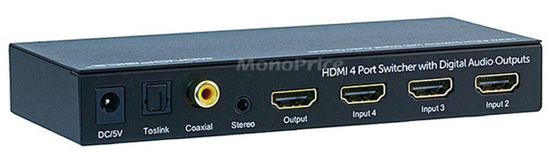  [AUSTRALIA] - Monoprice Blackbird 4x1 HDMI 1.4 Switch - HDCP 1.4, with Toslink, Digital Coax and Analog Audio Extractor, 1080p 60Hz, DAC (Compatible with PS4/5 Xbox Apple TV Fire Stick Roku Blu-Ray Player)