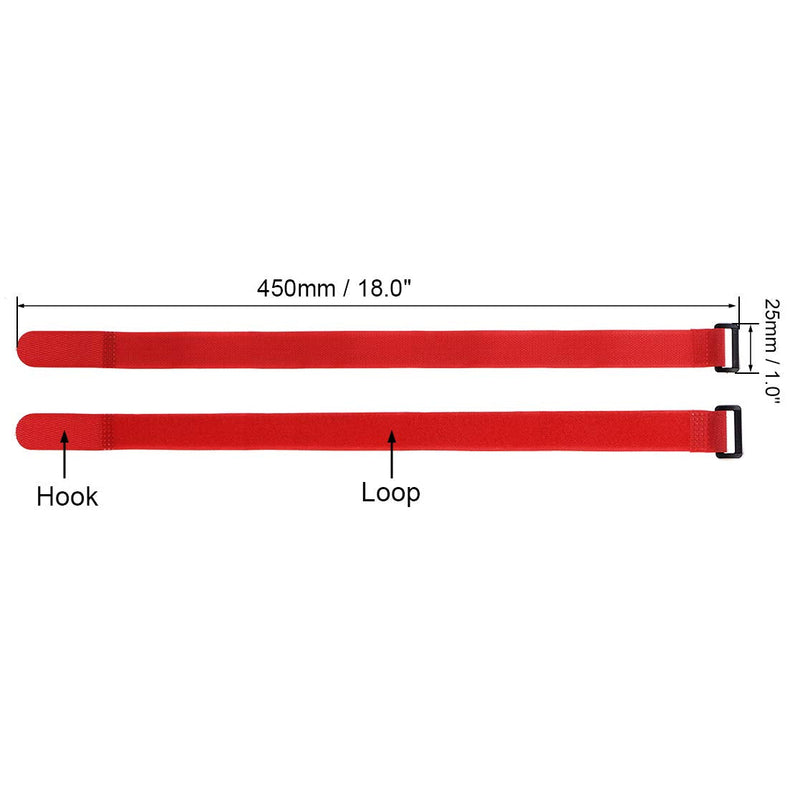  [AUSTRALIA] - uxcell 5pcs Hook and Loop Straps, 1-inch x 18-inch Securing Straps Reusable Fastening Cable Tie (Red)