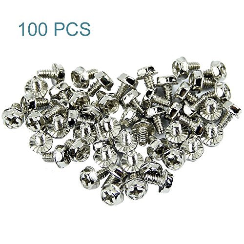  [AUSTRALIA] - Maxmoral 100pcs Toothed Hex 6/32 Screw 6-32 Computer PC Case Hard Drive Motherboard Mounting Screws. 100
