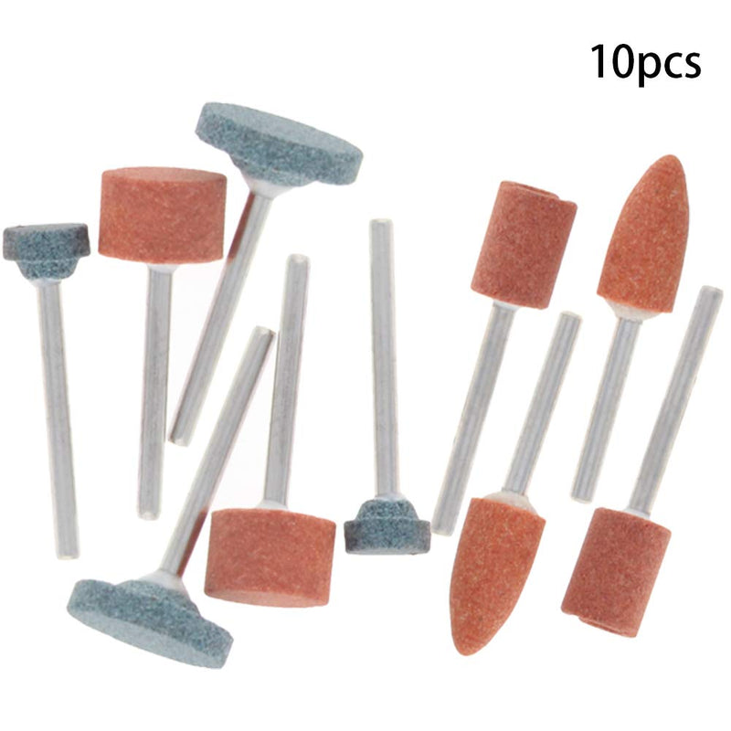  [AUSTRALIA] - Utoolmart Abrasive Stone Points Set Grinding Wheel Polishing Head Bit with 3 mm Shank 10 Pcs 10pcs