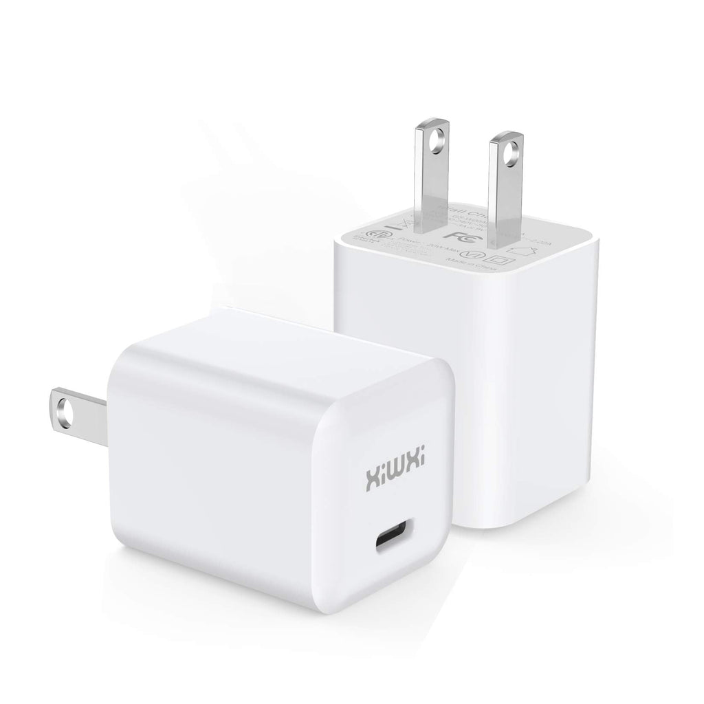  [AUSTRALIA] - xiwxi USB C Power Adapter, 20W Fast PD Phone Charger Wall Charger Compatible with iPhone 14/14 Plus/14 Pro/14 Pro Max/13 Pro/13 Pro Max/iPhone 12/iPhone 11, Galaxy, Pixel, iPad Pro (2-Pack) White