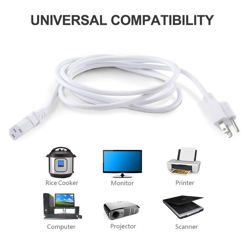 White AC Power Cord Cable Replacement for Computer Plasma TV Printer Monitor - LeoForward Australia