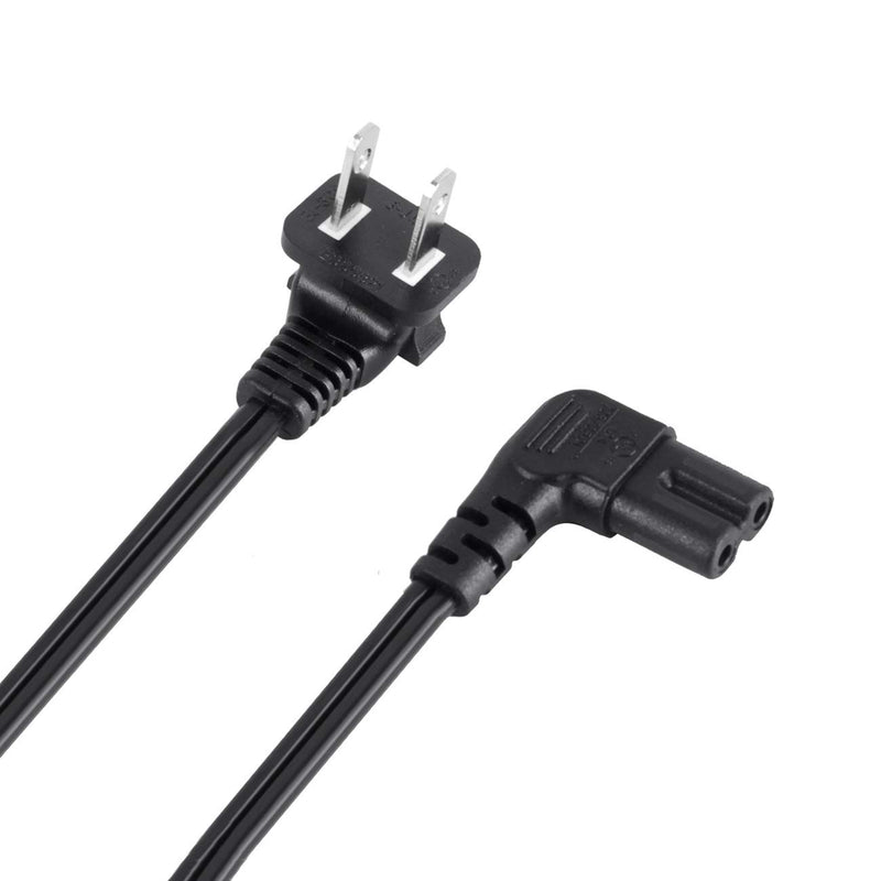 VSEER 3FT SPT-2 18AWG 125V 10A Angled 2-Slot Non-Polarized Angle Power Cord (IEC320 C7 to Nema 1-15P), Black (3FT) - LeoForward Australia