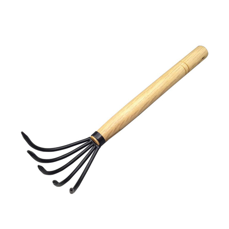  [AUSTRALIA] - Saycker Gardeners Claw Rake 5 Tines Steel with Wooden Handle Gardening Tools(Size:15.2 inch) 15.2 inch
