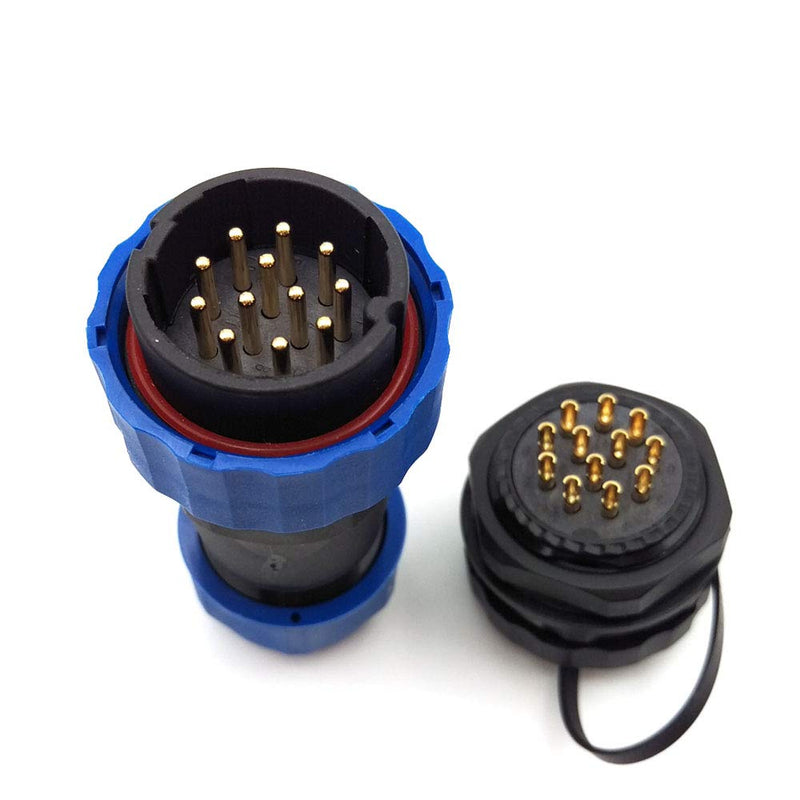  [AUSTRALIA] - SZJELEN SD28 28MM Panel Mount Connector 12Pin,Male Plug to Female Socket,Waterproof Cable Gland Cap IP68 (12-Pin, Panel Mount-Plug(Male)&Socket(Female)) 12-Pin Panel Mount-Plug(male)&Socket(female)