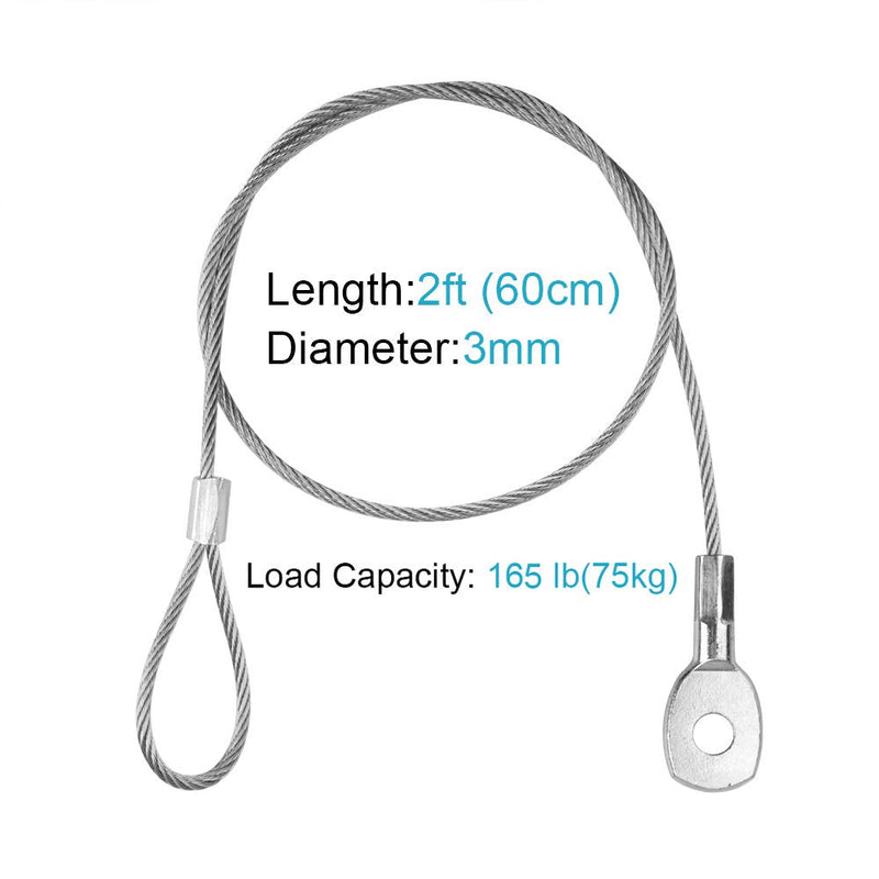  [AUSTRALIA] - 10 PCS 24" Braided Stainless Steel Security Cable Max.Load 165lb Luggage Lock Safety Locking Cables, Eyelet 5/16"