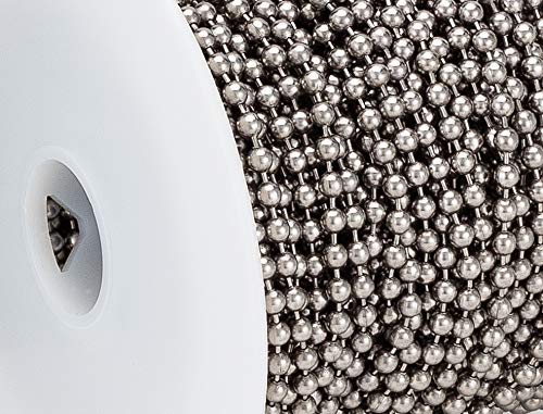Beaded Ball #6 Chain - Stainless Steel 100 Feet Spool for Plumbing and Industrial Equipment Labeling, Commercial Retaining Applications and Vertical Blinds - LeoForward Australia