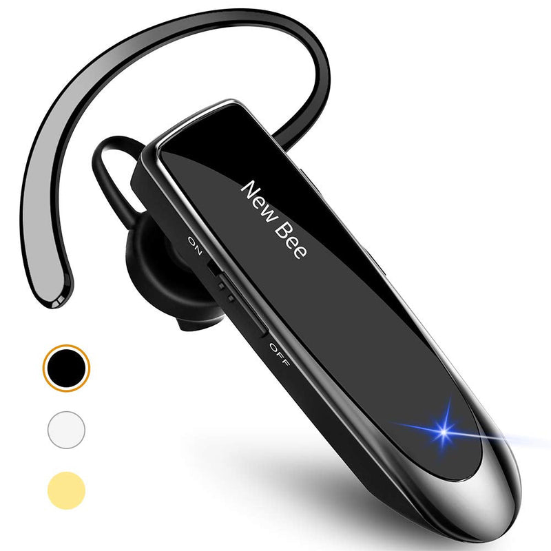  [AUSTRALIA] - New bee Bluetooth Earpiece V5.0 Wireless Handsfree Headset with Microphone 24 Hrs Driving Headset 60 Days Standby Time for iPhone Android Samsung Laptop Trucker Driver (Black) Black