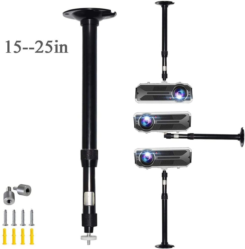  [AUSTRALIA] - Universal Projector Ceiling Mount Height Extendable Projector Wall Mount Video Projector Bracket Stand 3 in 1 360° Rotatable Head Extendable Length for Camera Projectors Black 14-24inch