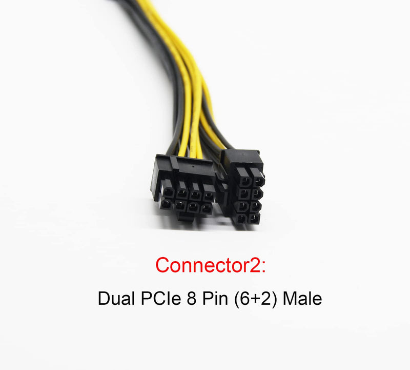  [AUSTRALIA] - XIWU PCI-e Splitter 8 Pin Female to Dual 8 Pin (6+2) Male PCI Express Adapter Splitter Power Cable GPU VGA Mining Video Card Extension Cable 12.5 inch (6 Pack)