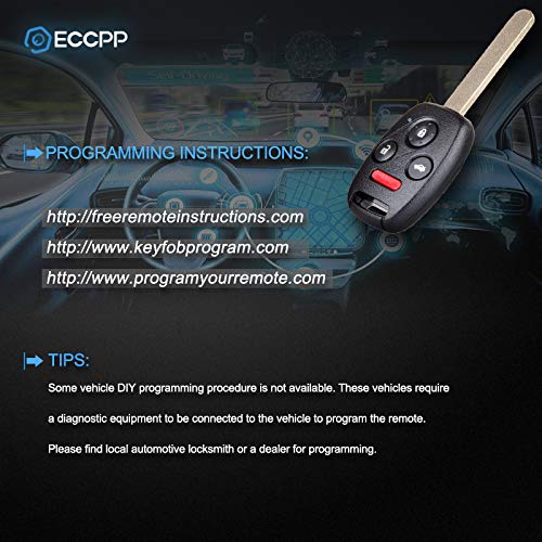  [AUSTRALIA] - ECCPP 1X Replacement fit for Uncut 313.8MHz Keyless Entry Remote Key Fob Honda Pilot/Accord KR55WK49308