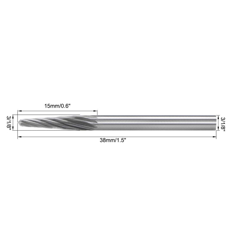 uxcell Tungsten Carbide Rotary Files 1/8" Shank, Single Cut Taper Shape Rotary Burrs Tool 3mm Dia, for Die Grinder Drill Bit Alloy Steel Hard Metal Carving Polishing, 2pcs - LeoForward Australia