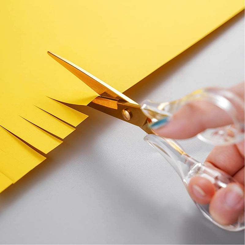  [AUSTRALIA] - Acrylic Scissors,Multipurpose Stylish Scissors, Stainless Steel Scissors with Clear Acrylic Handle, Stationery Paper Cutting Tool for Office, Home, School (Gold)