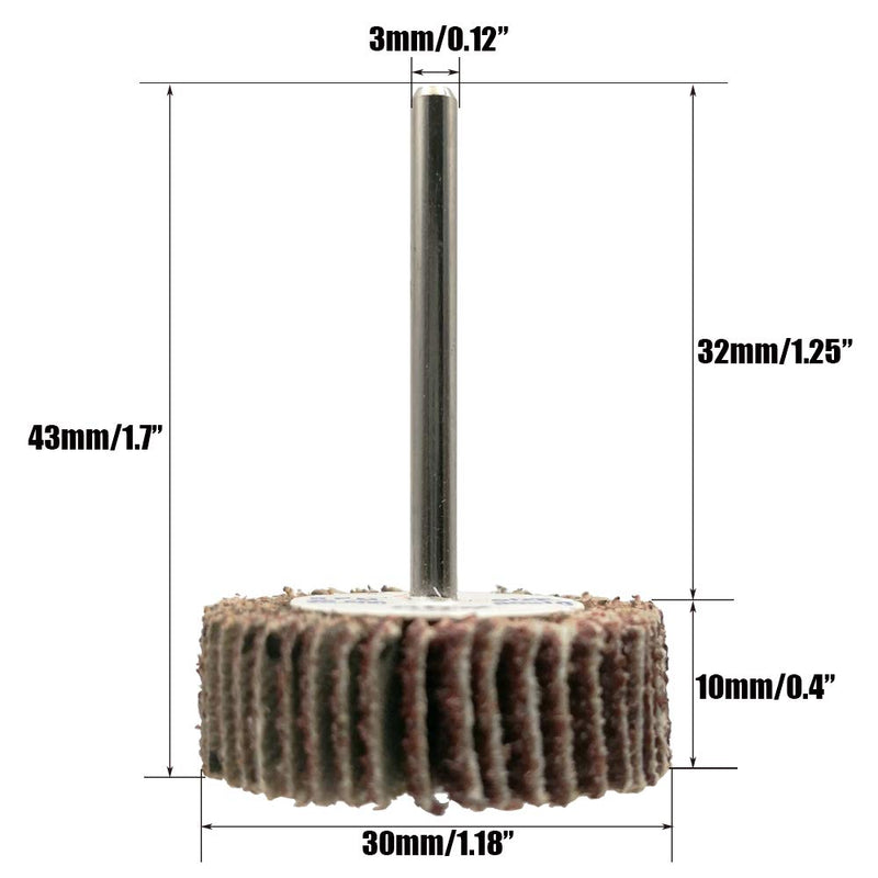  [AUSTRALIA] - Bardland 10 Pieces Flap Wheel 1.18-Inchx 0.4-Inchx 0.12-Inch HP,120 Grit for Dremel Rotary Tools (120# 30X10X3)