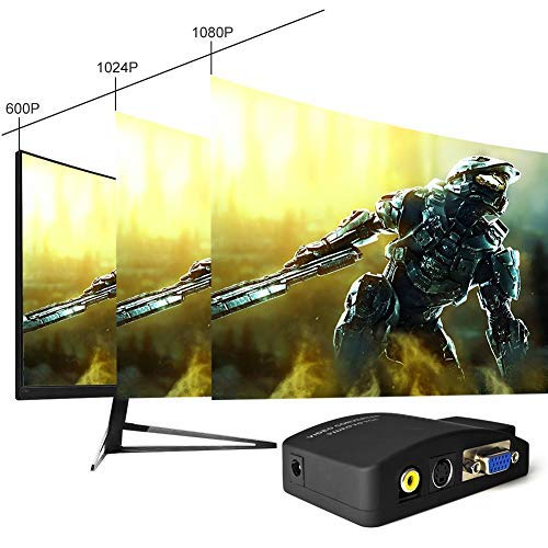  [AUSTRALIA] - M MAKETHEONE RCA to VGA Adapter, Composite AV S-Video RCA Input to VGA Female Output Converter, Transfer Video Graphic Signal from CCTV PC Laptop DVD DVR VCR TVBox to VGA Monitor Projector Computer