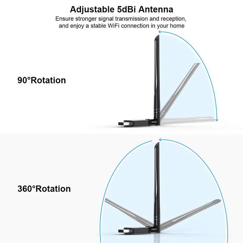  [AUSTRALIA] - QGOO WiFi Adapter ac600Mbps，Wireless USB Adapter 2.4GHz/5GHz Dual Band 802.11 ac Network LAN Card for Desktop Laptop PC Support Windows 11/10/8.1/8/7/XP/Vista/Mac OS10.9-10.15 (Without Drive) Grey