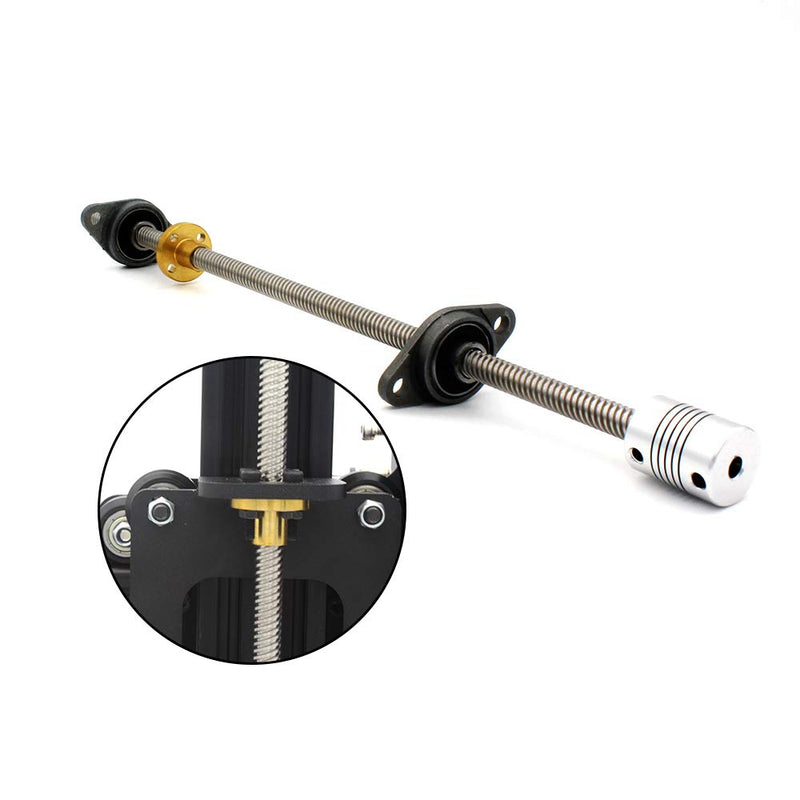  [AUSTRALIA] - 300mm 8mm T8 Lead Screw Set Lead Screw+ Copper Nut + Coupler+Hexagon Wrench + Pillow Bearing Block for 3D Printer