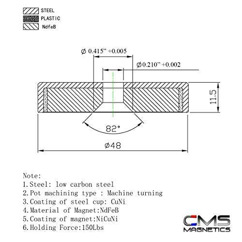 CMS Magnetics Powerful Neodymium Cup Magnet 150 lb Pulling Power 1.89" Diameter x 1/2” Thick with Countersunk Hole for #10 Flat Head Screw (Stainless Steel Screw Included) – 1 Piece - LeoForward Australia