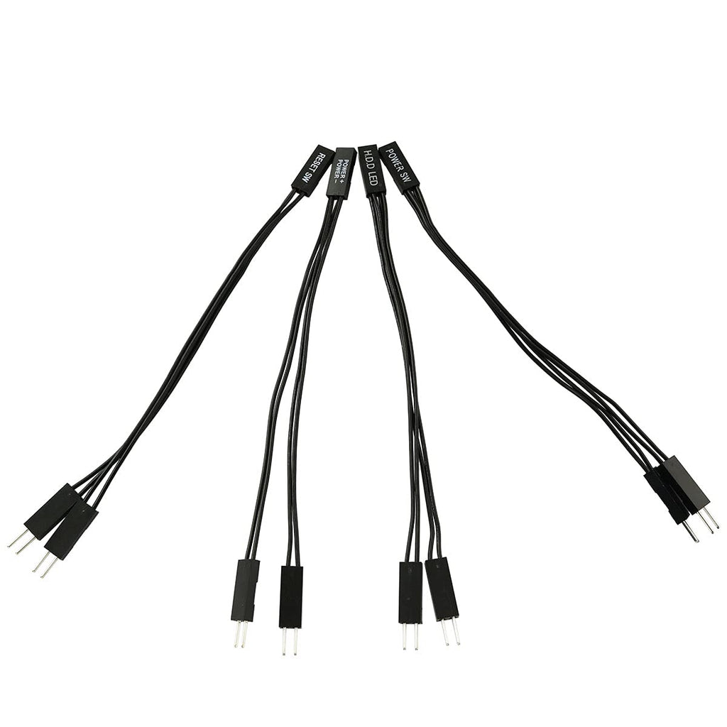  [AUSTRALIA] - ZYAMY 4pcs Single Female to Dual Male Jumper 2 Pins for PC Motherboard Power Light-Emitting Diode Switch Reset HDD Hard Drive, Black