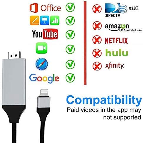  [AUSTRALIA] - [Apple MFi Certified] Lightning to HDMI Adapter, HDTV Cable Adapter Compatible with iPhone, iPad, iPod 1080P Digital AV Sync Screen Connector on HD TV Monitor Projector-NO Need Power Supply (6.6 Feet) Black