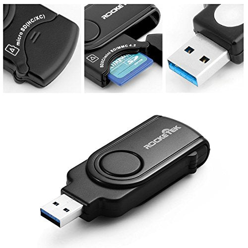  [AUSTRALIA] - Rocketek RT-CR3A 11 In 1 USB 3.0 Memory Card Reader/Writer with A Build-in Card Cover and 2 Slots (SD Card + Micro SD Card) for SDXC, Uhs-I SD, SDHC, SD, Micro SDXC, Micro SDHC, Micro SD, MMC Memory Cards USB 3.0 card reader