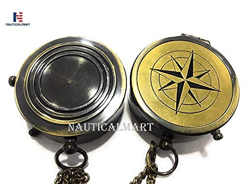 NauticalMart Brass Compass Will Protect You Proverbs 2:11 Antique Compass with Leather case Anchor Stamped - LeoForward Australia