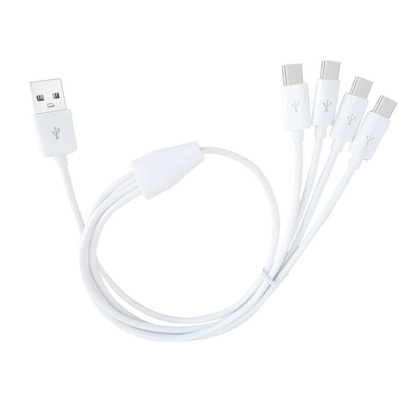  [AUSTRALIA] - Micro USB Splitter - 4 in 1 Micro USB White Cable - USB 2.0 A Male to 4 Micro USB Male Adapter Cable Data Syncing Micro USB Charging Cord Cable (1.64ft, White)