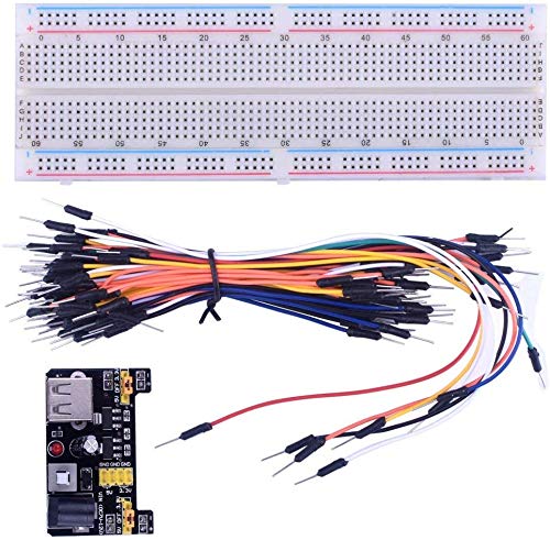  [AUSTRALIA] - ACEIRMC for Arduino Starter Kits 830 MB-102 Tie Points Solderless Breadboard + 3.3V 5V Power Supply Module + 65pcs Jumper Cables K3