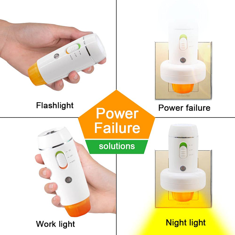  [AUSTRALIA] - Emergency Lights for Home 2 Pack Compact Rechargeable LED Flashlight, Plug-in Portable Flashlights 3-in-1 Function Power Outage Lights for Power Failure, Hurricane Supplies, Emergencies, Hiking